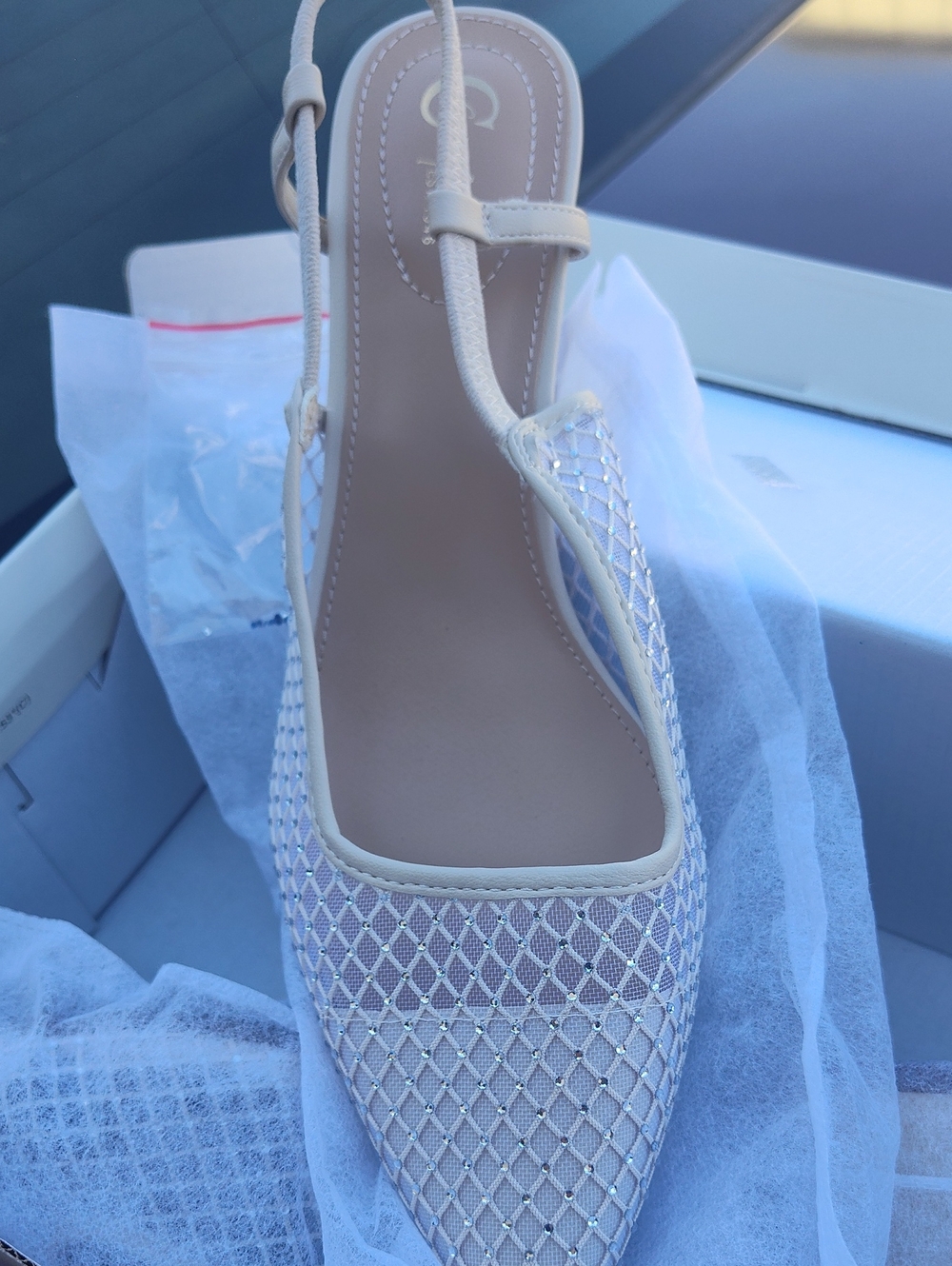 Cato Ivory Mesh Slingback Pumps